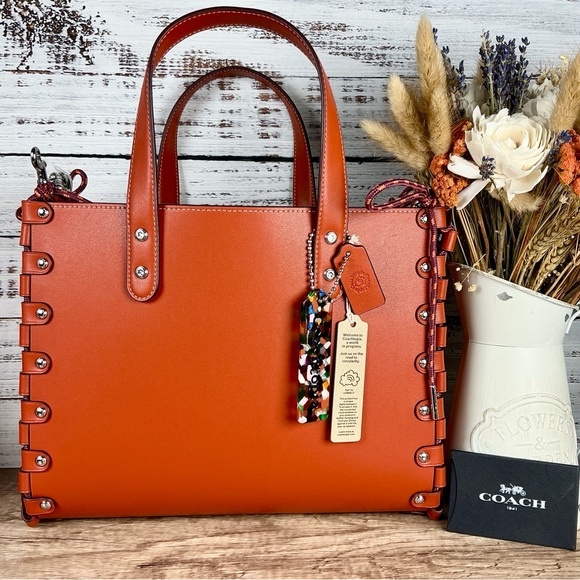 Coachtopia Coach Burn Orange Tote with Pouch Hand Shoulder Bag Fall‎ Crossbody - Picture 7 of 16